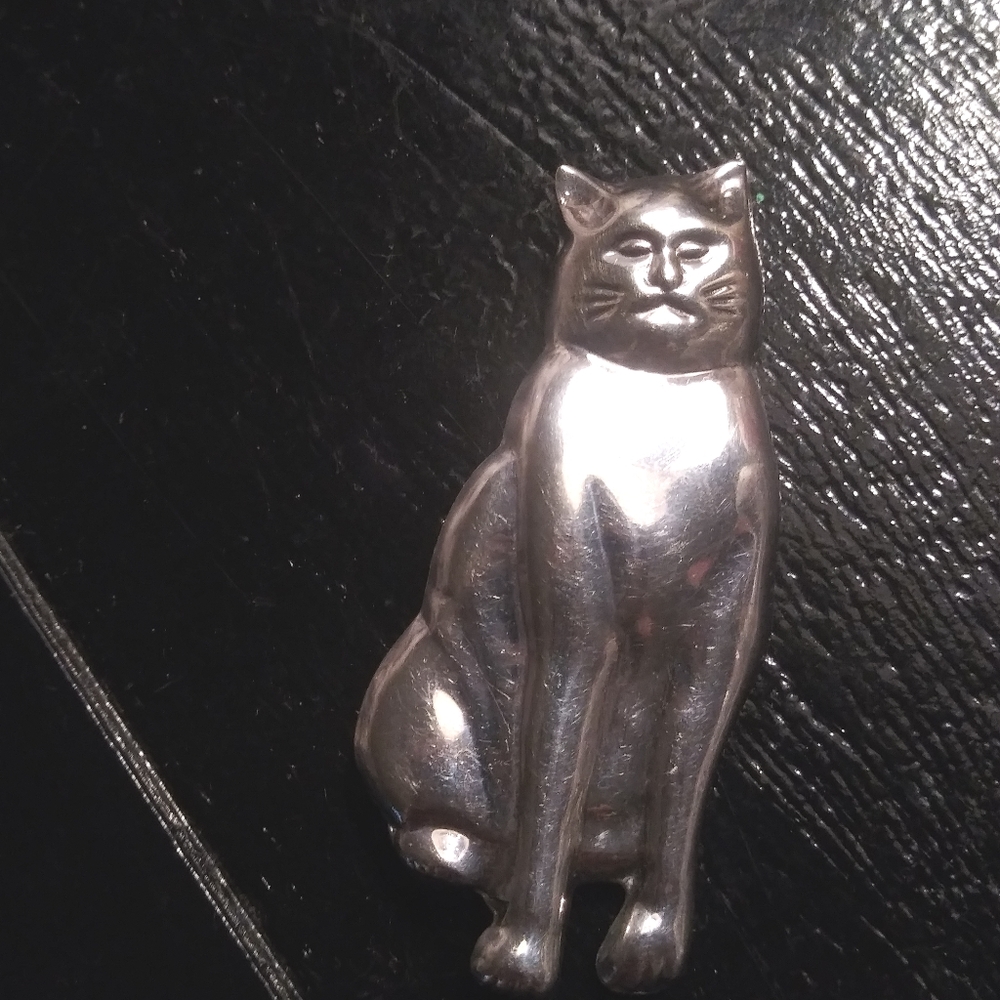 Vintage Sterling Silver Cat marked signed ND 925